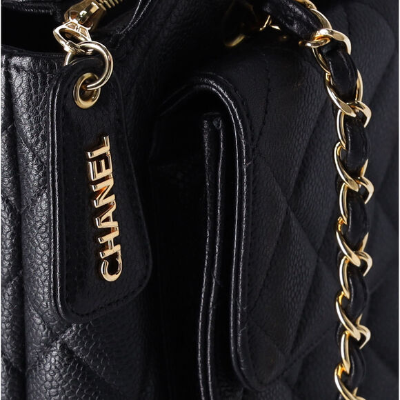 Chanel Classic Front Pocket Small Chain Shoulder Tote Quilted Caviar Leather - Picture 8 of 11